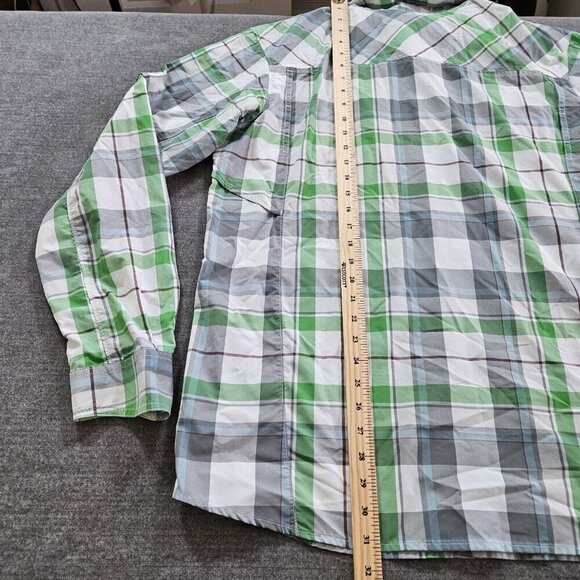 Columbia Shirt Men L Plaid LS Roll Up Tab Pockets Outdoor Sun Protect Vents Mesh - Picture 8 of 16